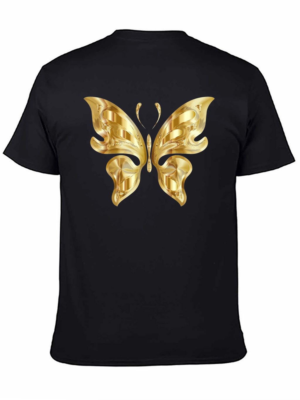 Golden Butterfly Graphic Black T-Shirt