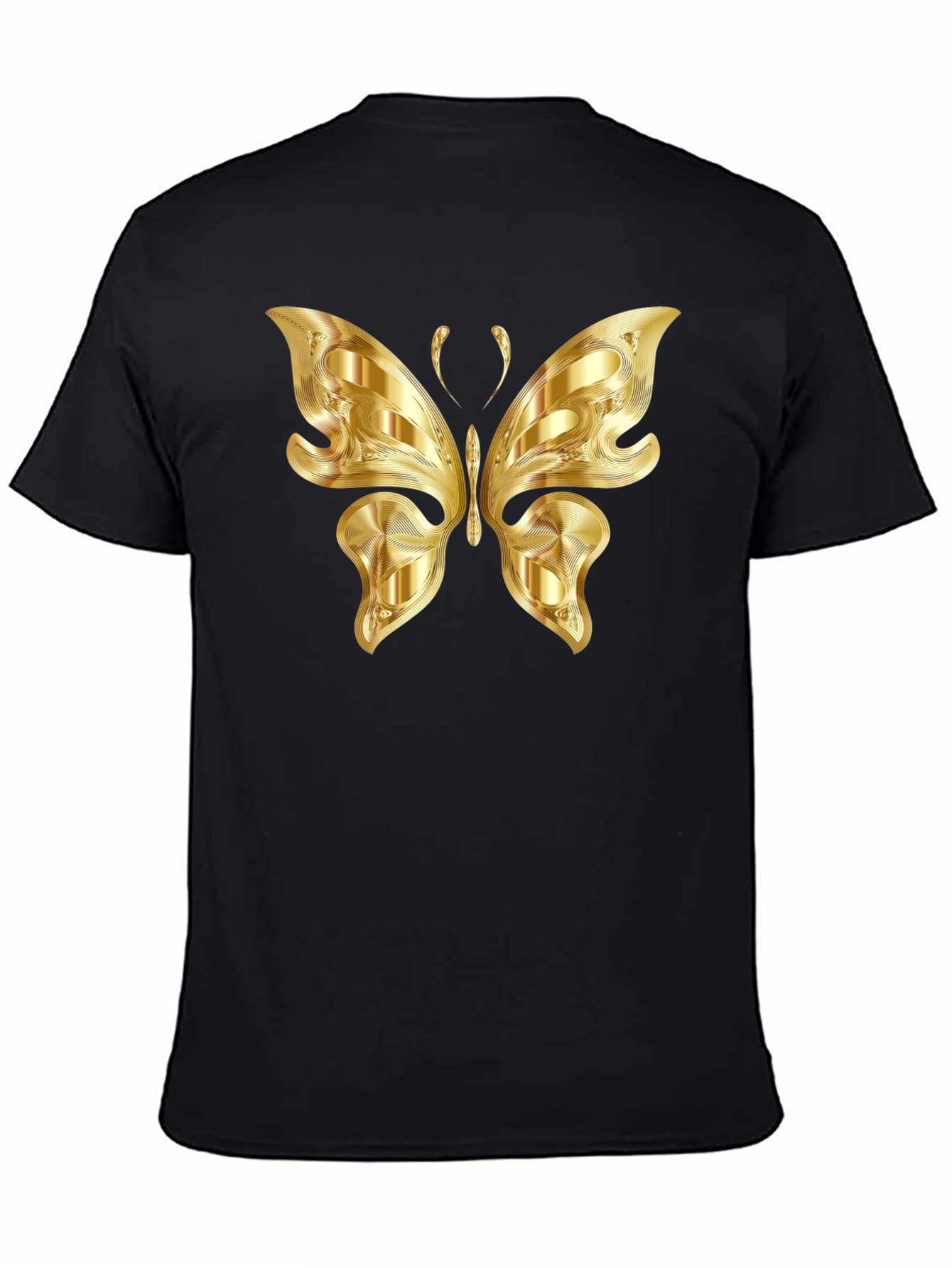 Golden Butterfly Graphic Black T-Shirt