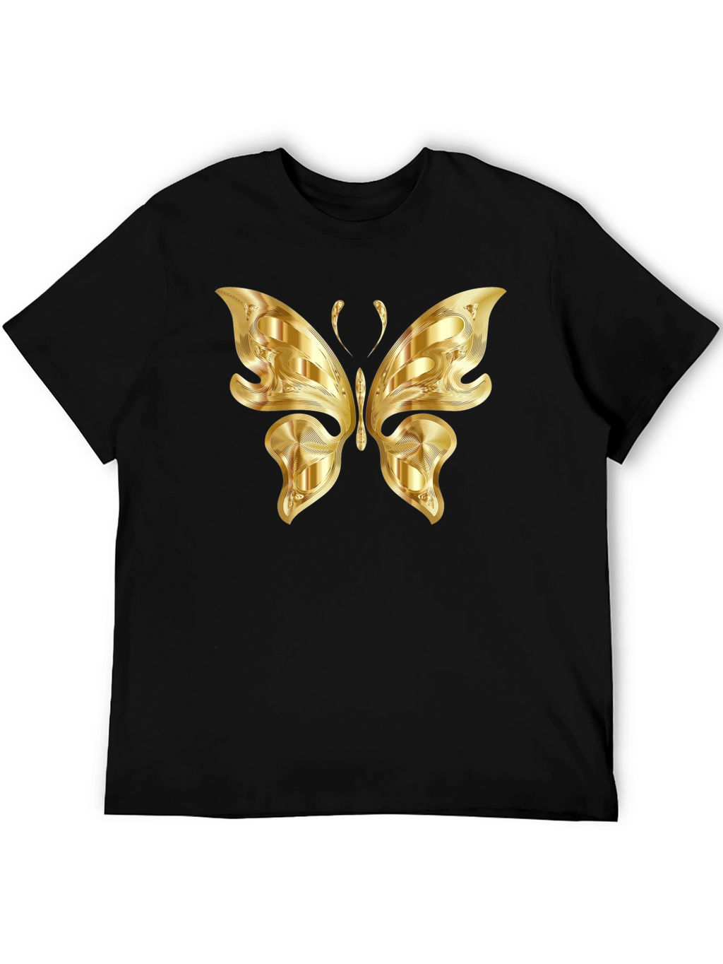 Golden Butterfly Graphic Black T-Shirt