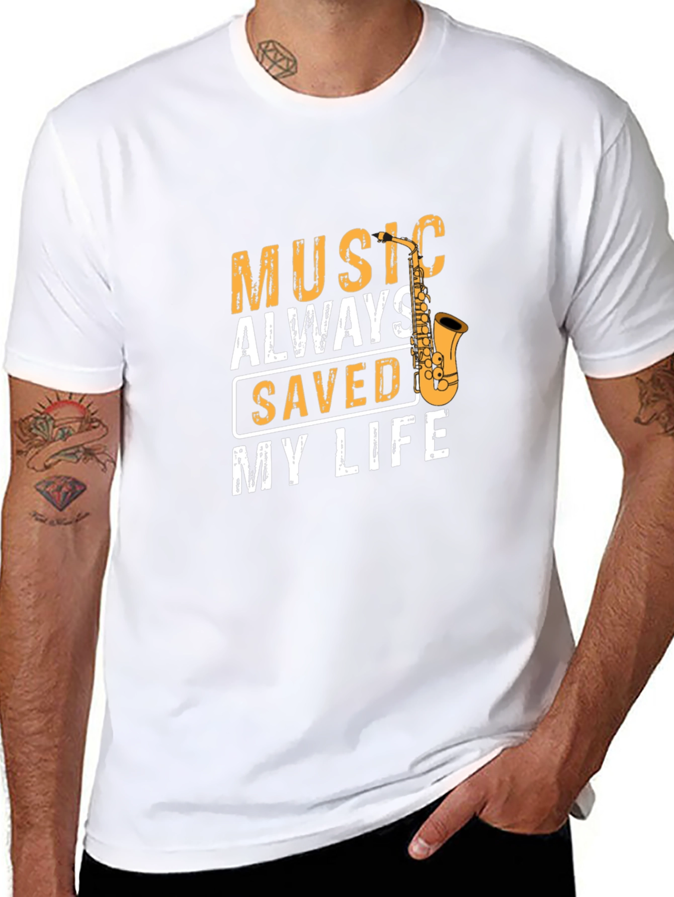 Music Saved My Life T-Shirt - Saxophone Graphic Tee