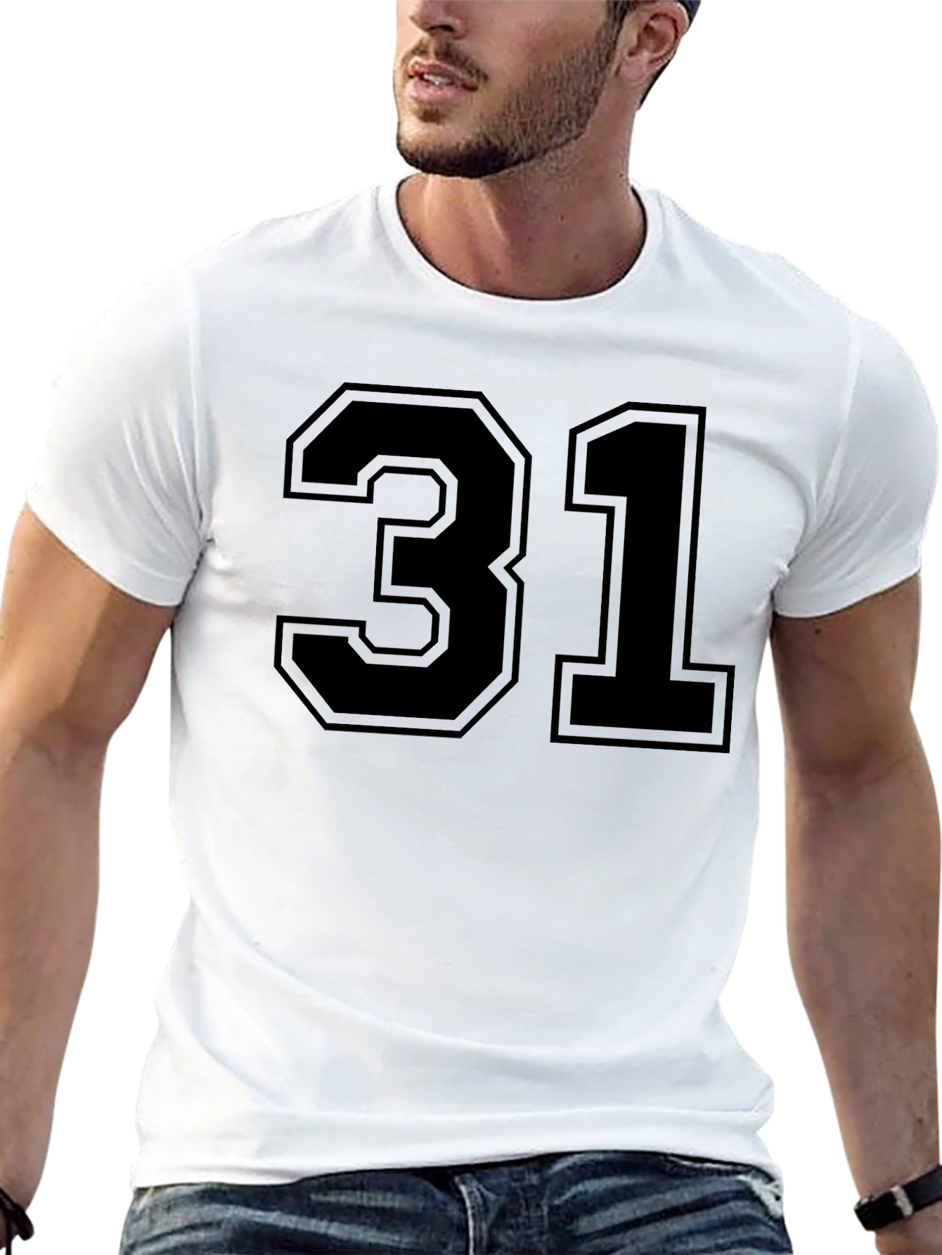 Black T-Shirt with Number 31 Graphic Print