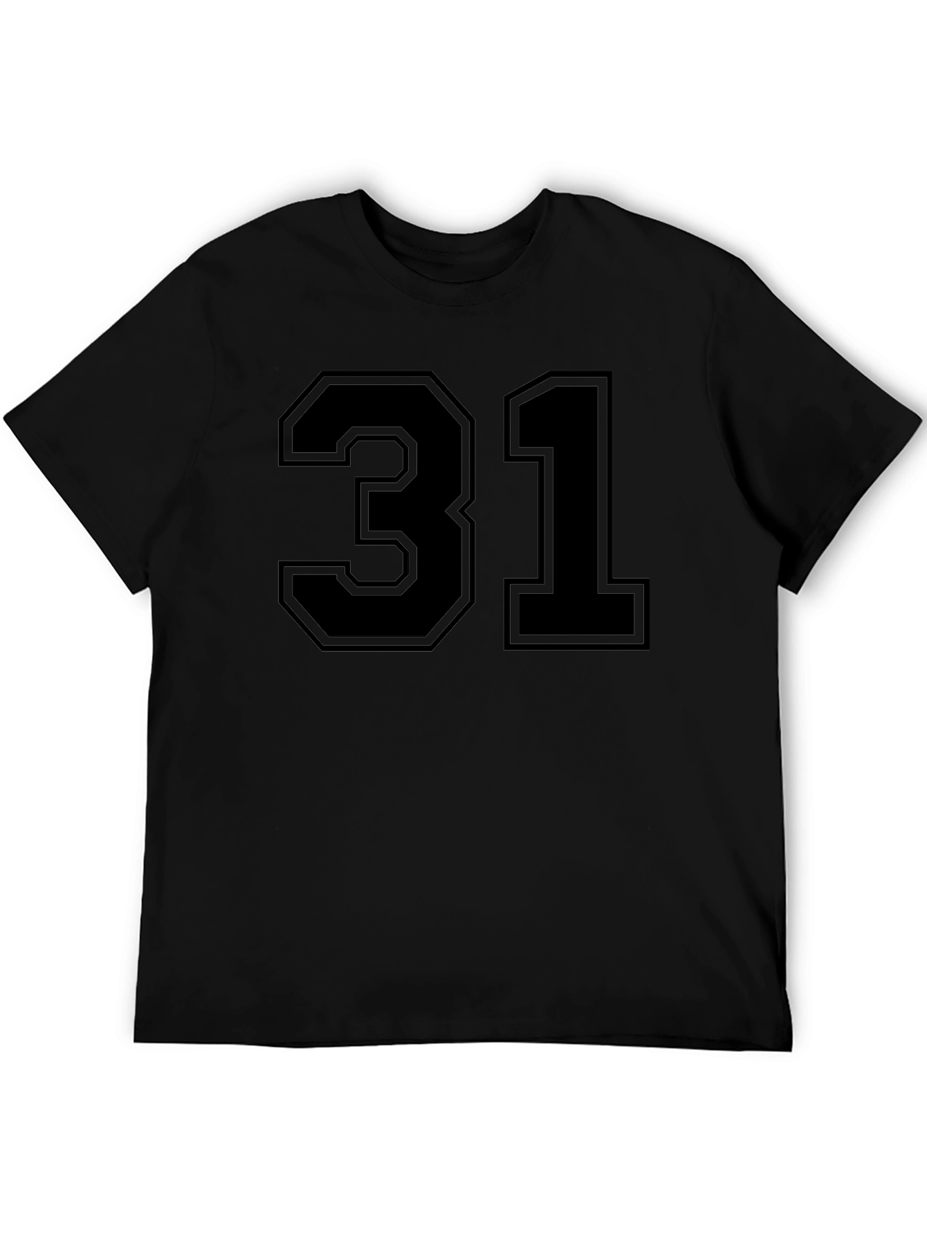Black T-Shirt with Number 31 Graphic Print