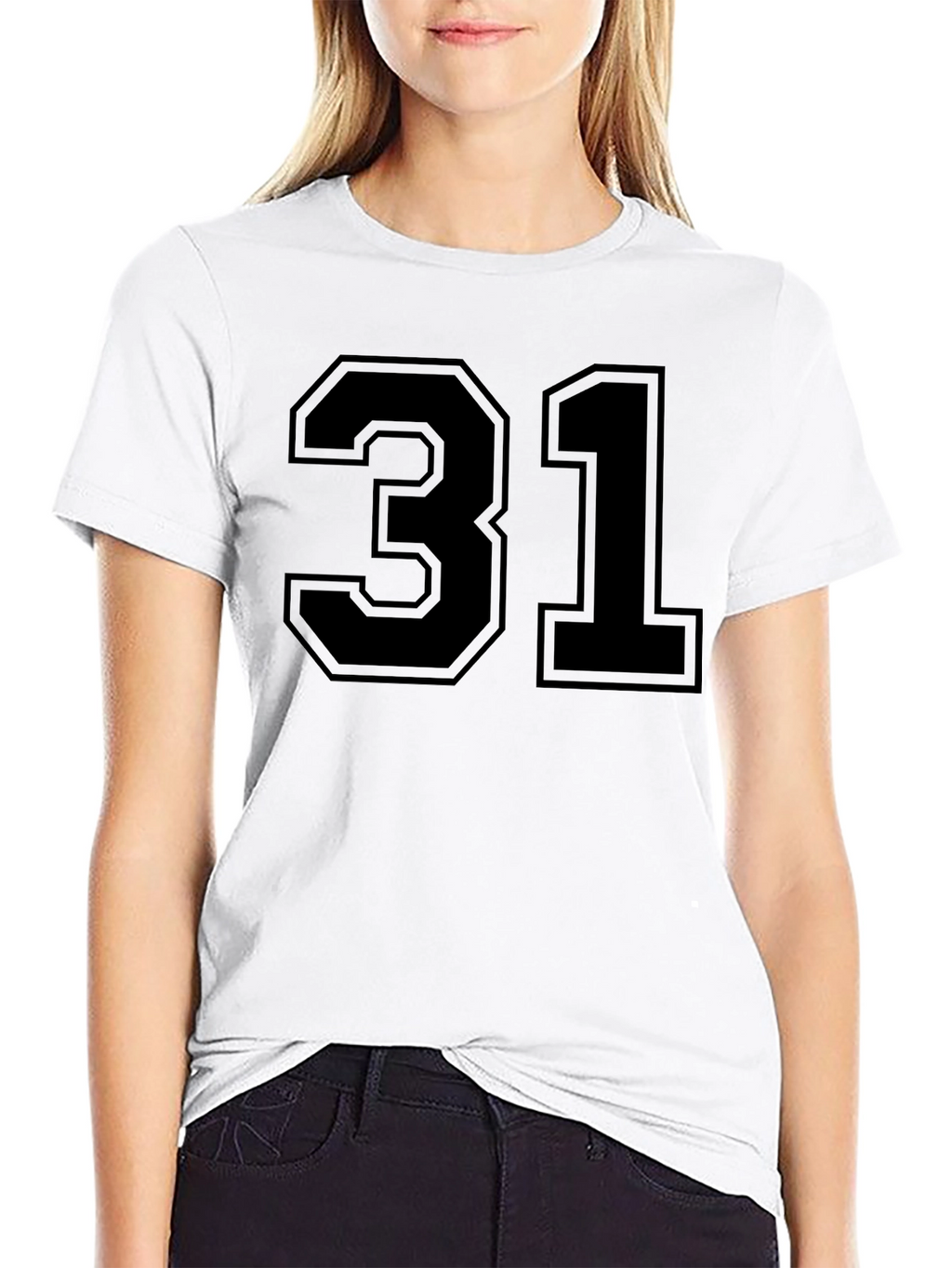 Black T-Shirt with Number 31 Graphic Print