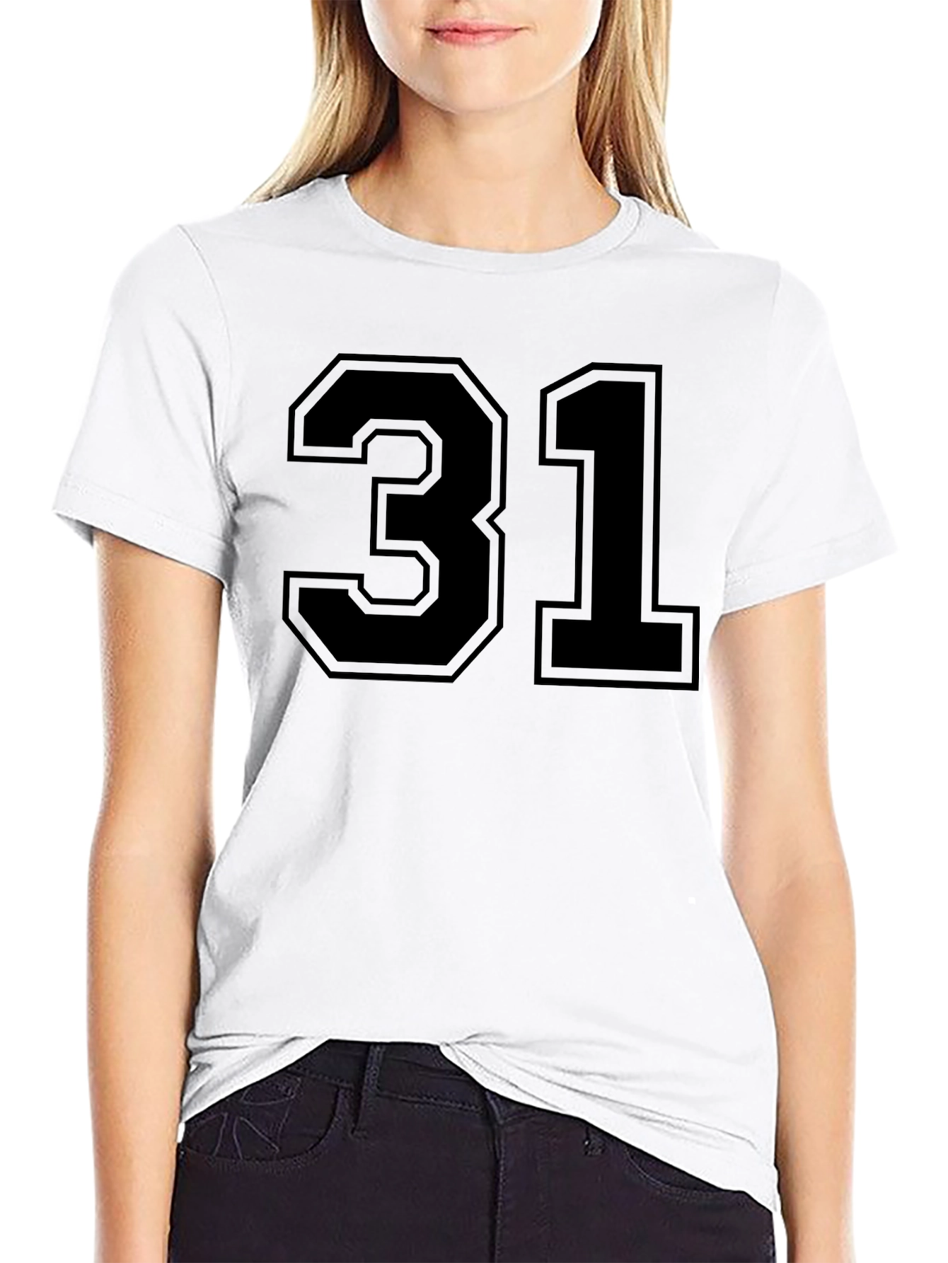 Black T-Shirt with Number 31 Graphic Print
