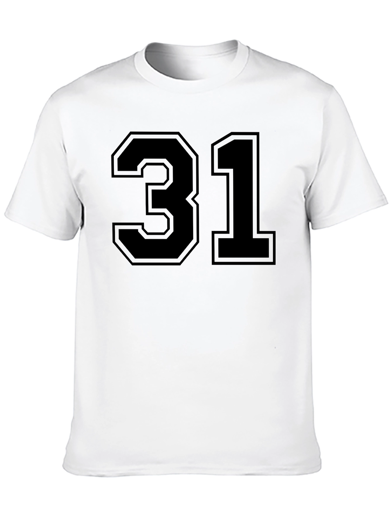 Black T-Shirt with Number 31 Graphic Print