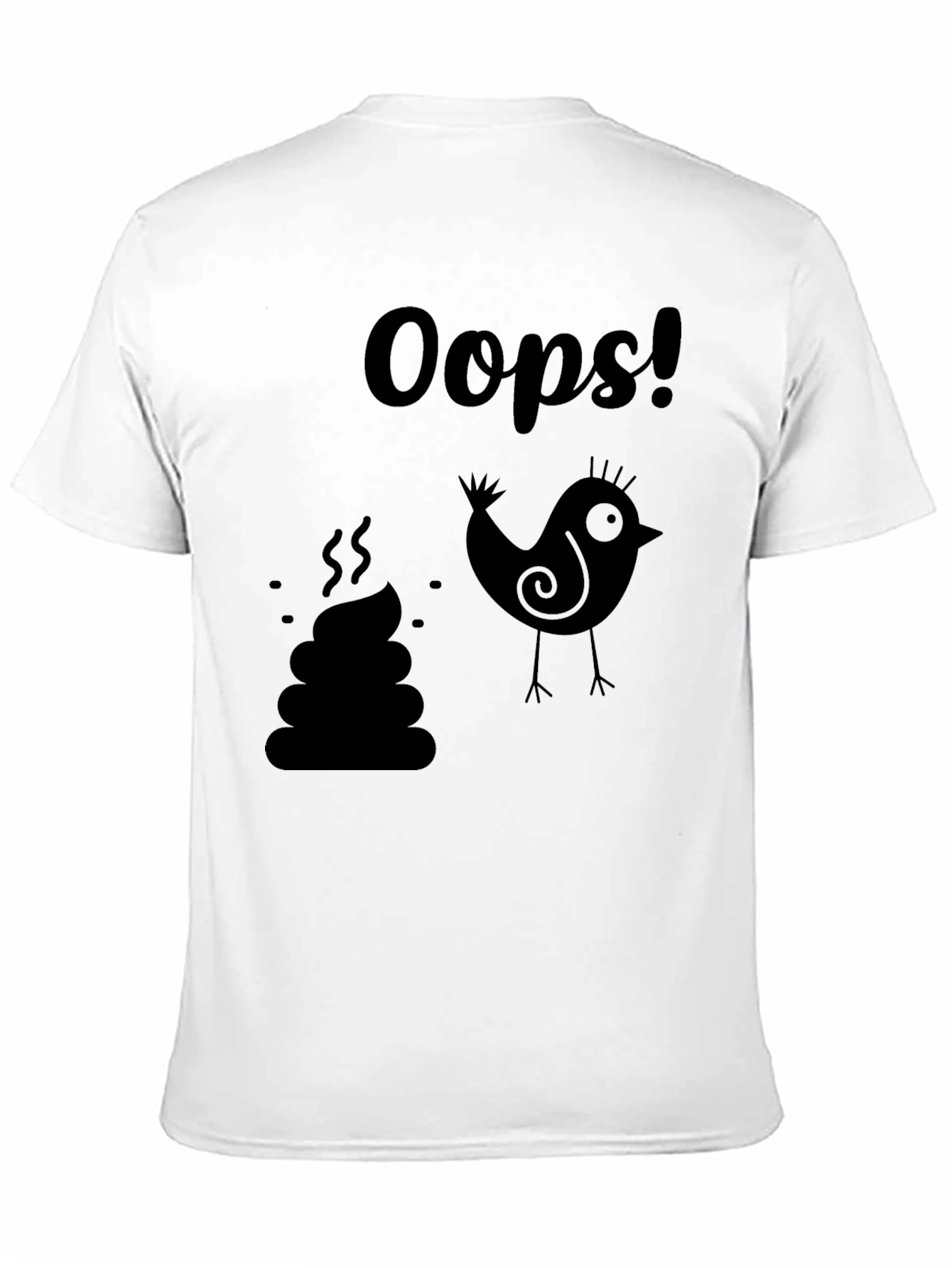 Oops! Bird Poop Graphic T-Shirt - Unisex Black Tee