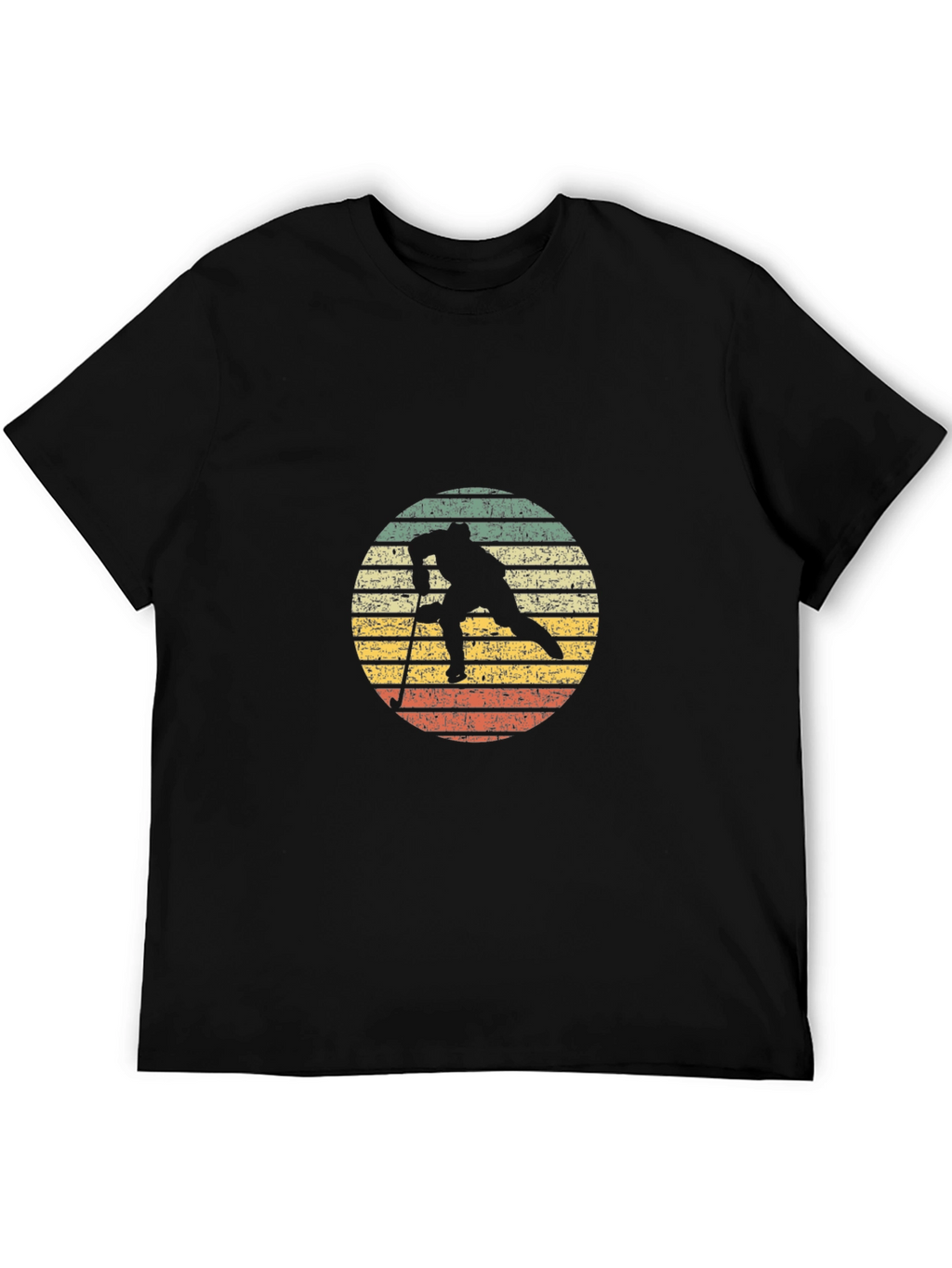 Retro Ski Silhouette Graphic Tee - Black Cotton Blend