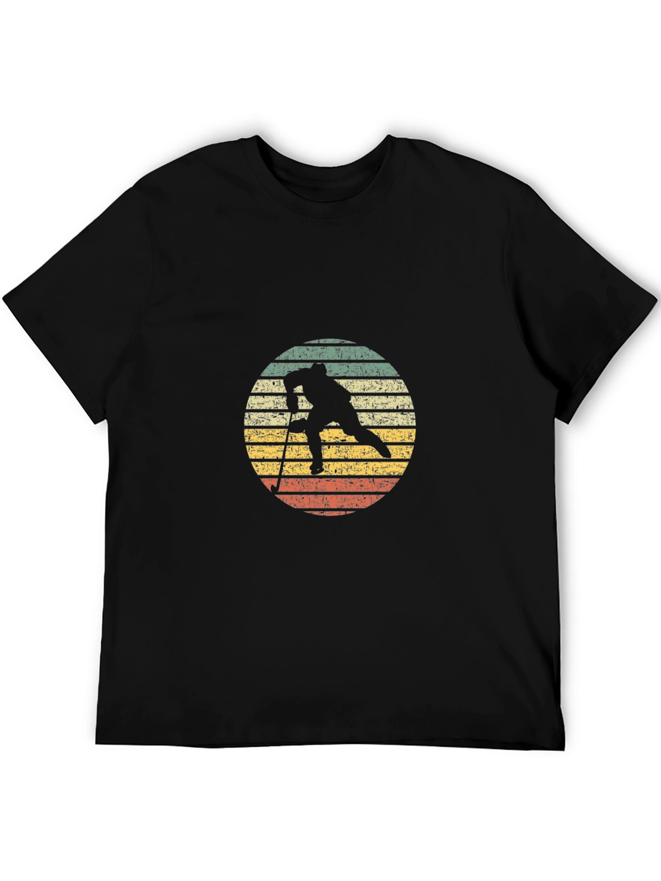 Retro Ski Silhouette Graphic Tee - Black Cotton Blend