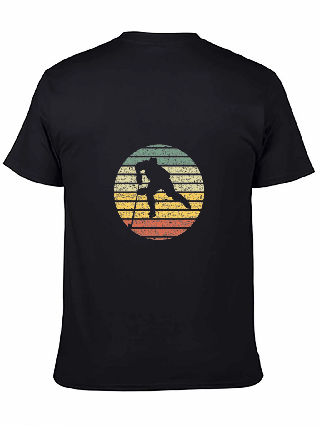 Retro Ski Silhouette Graphic Tee - Black Cotton Blend