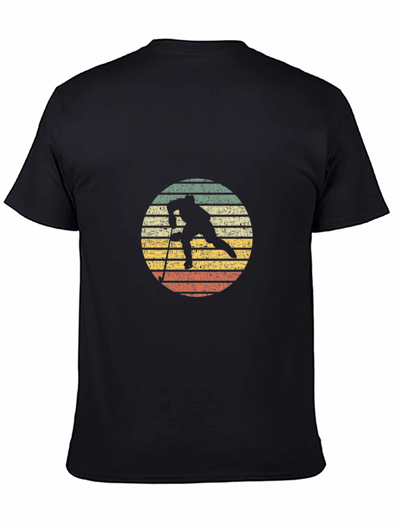Retro Ski Silhouette Graphic Tee - Black Cotton Blend