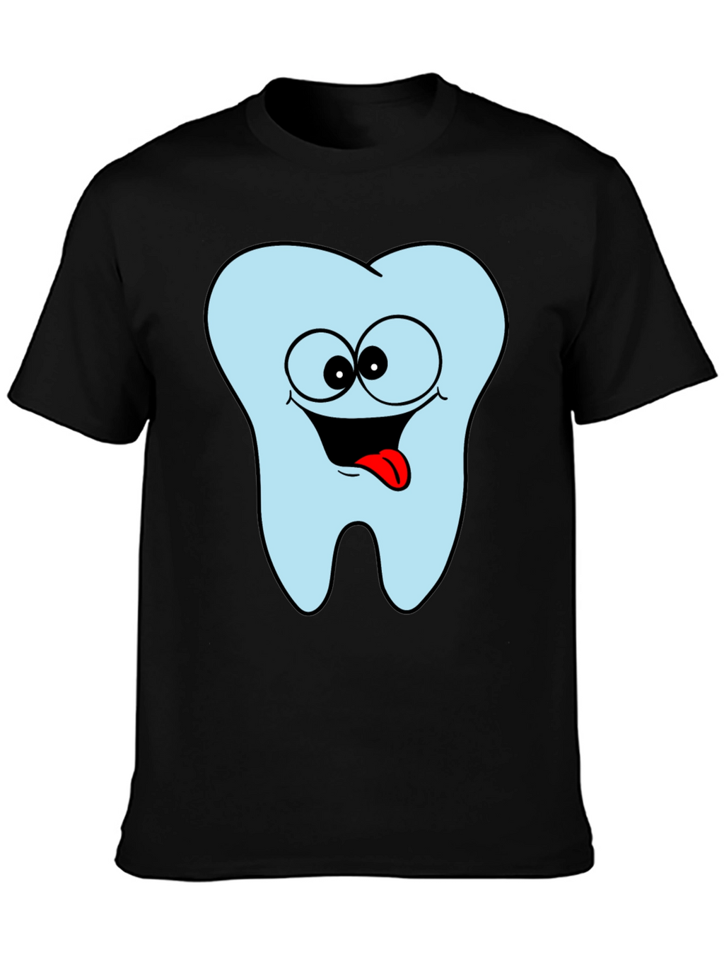 Funny Tooth Cartoon Graphic Black Tee