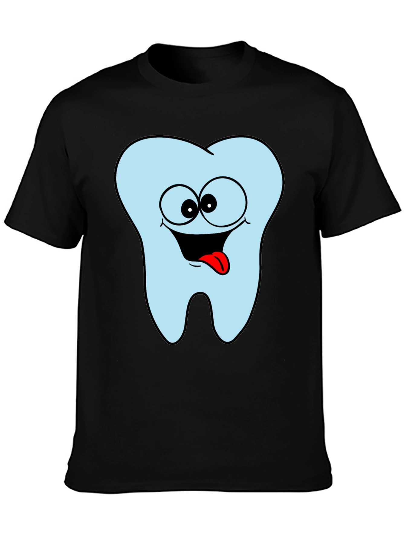 Funny Tooth Cartoon Graphic Black Tee