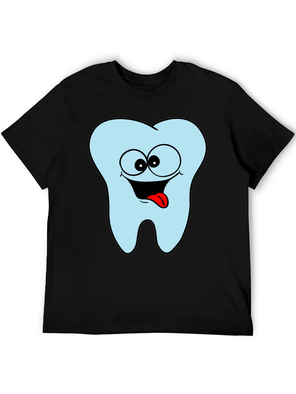 Funny Tooth Cartoon Graphic Black Tee