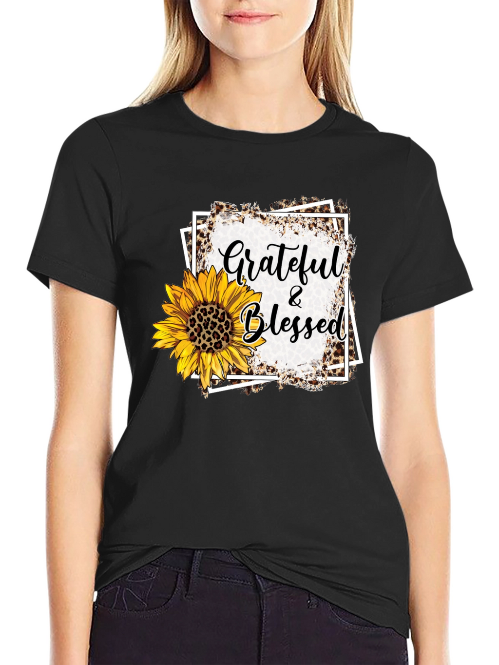 Grateful & Blessed Sunflower Graphic Tee