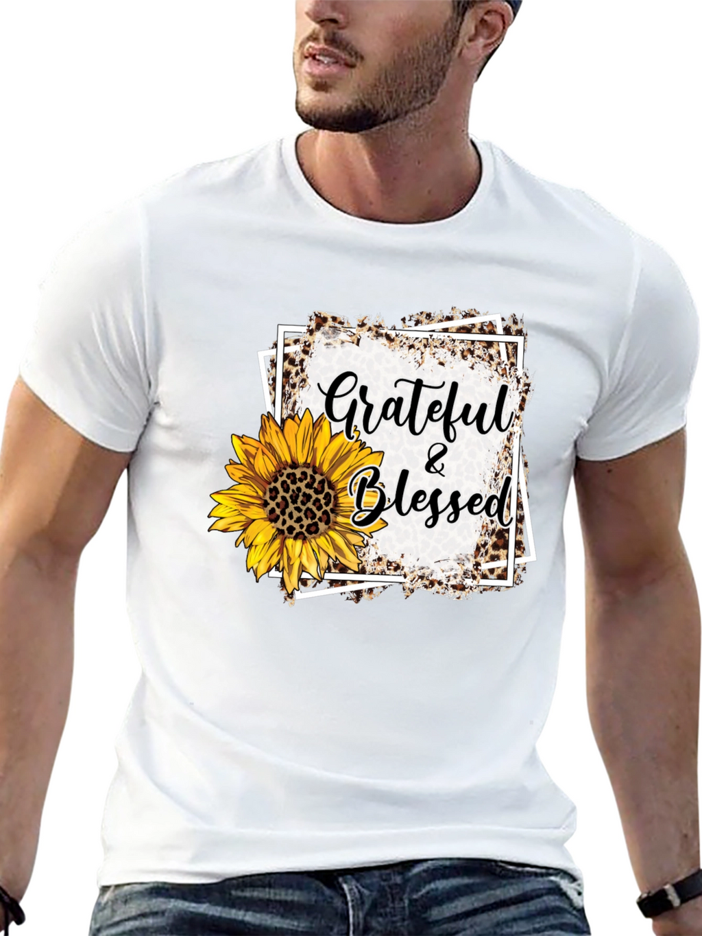 Grateful & Blessed Sunflower Graphic Tee