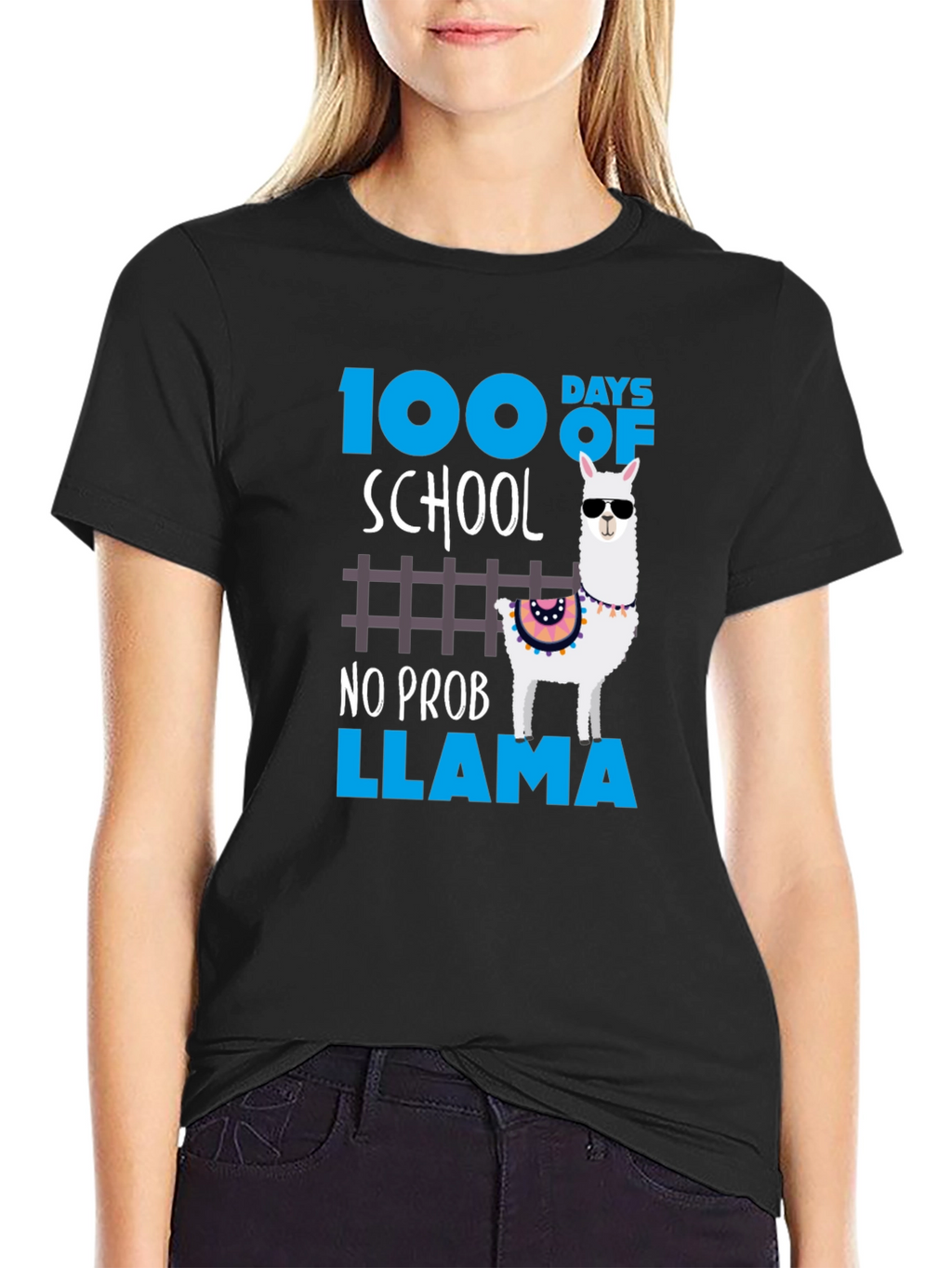 100 Days of School No Prob Llama Graphic Tee