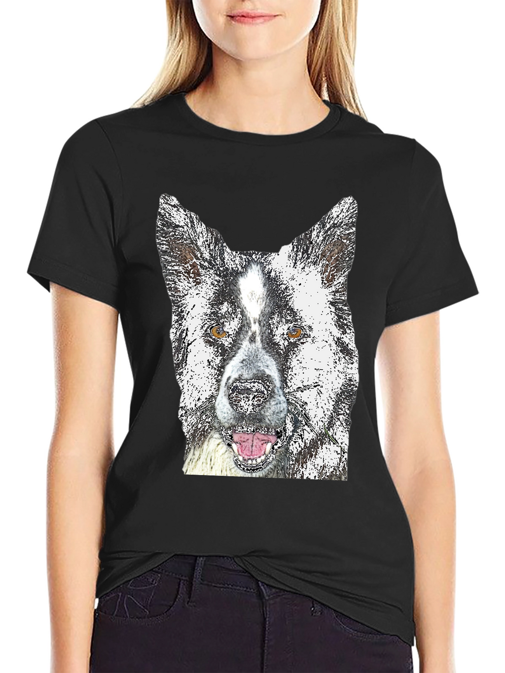 Dog Graphic Tee - Akita Print Black T-Shirt
